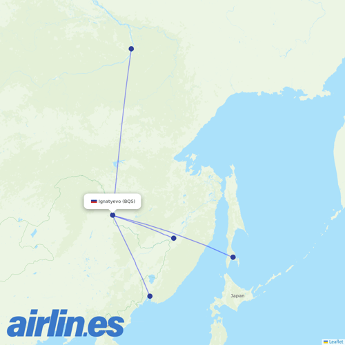Yakutia at BQS route map