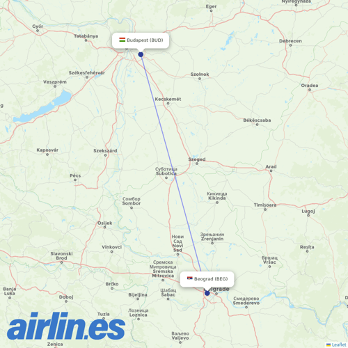 Air Serbia at BUD route map