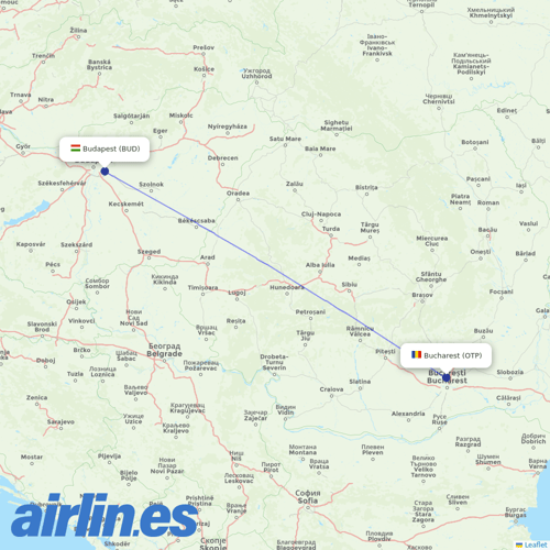TAROM at BUD route map