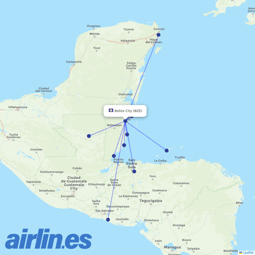 Tropic Air at BZE route map
