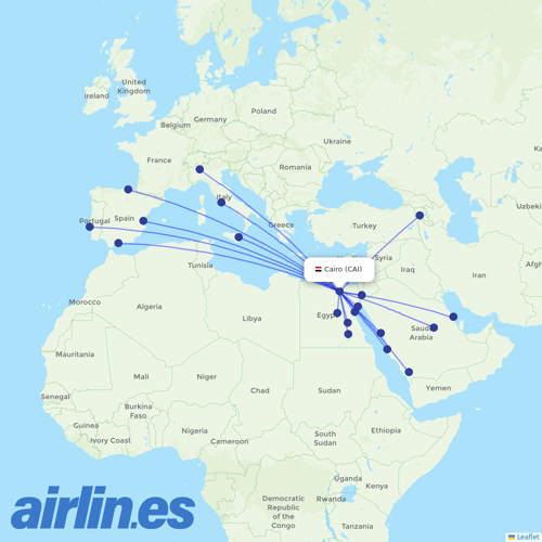 Air Cairo at CAI route map