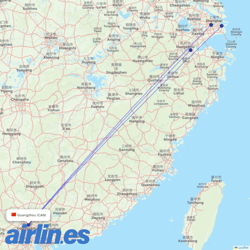 Shanghai Airlines at CAN route map