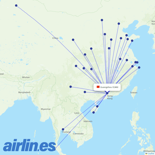 Hainan Airlines at CAN route map