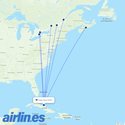 Air Transat at CCC route map