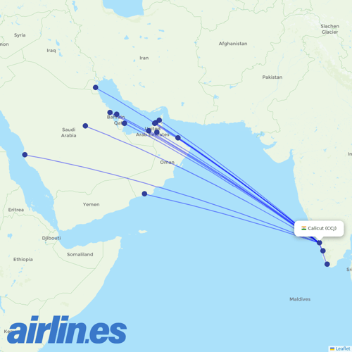 Air India Express at CCJ route map