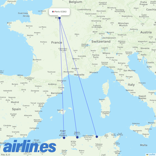 ASL Airlines France at CDG route map