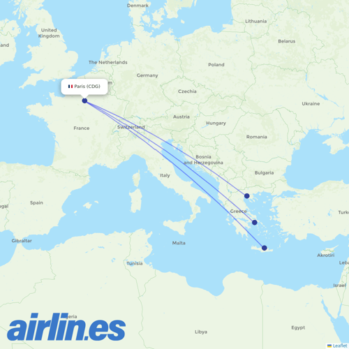 Aegean Airlines at CDG route map