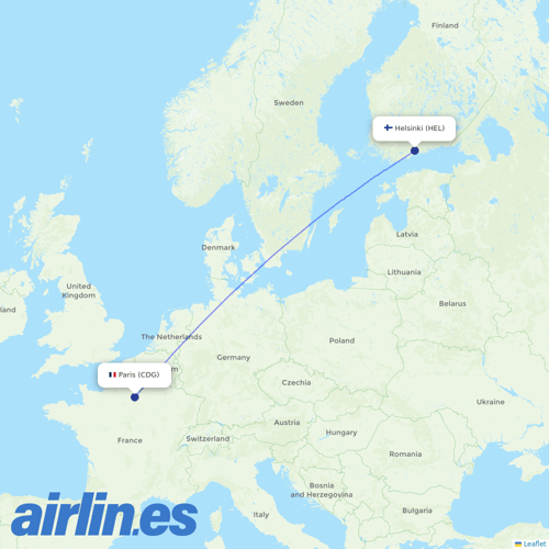 Finnair at CDG route map