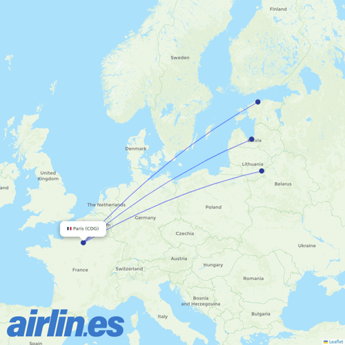 Air Baltic at CDG route map