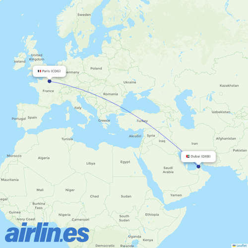 Emirates at CDG route map