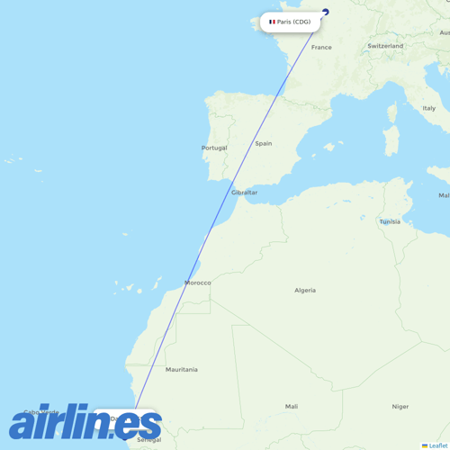 Air Senegal at CDG route map