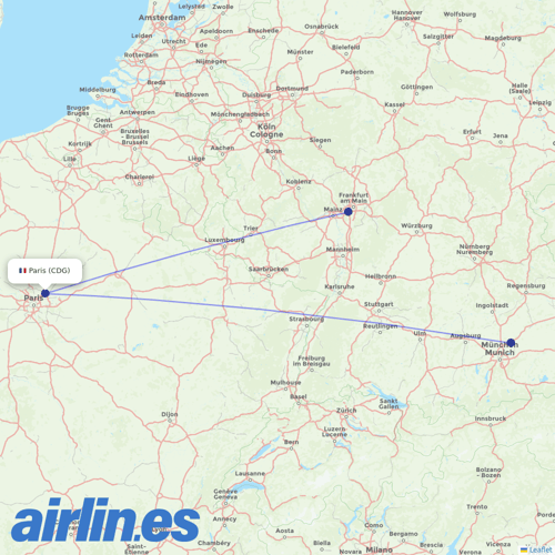 Lufthansa at CDG route map