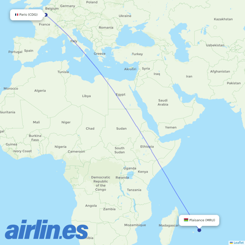 Air Mauritius at CDG route map