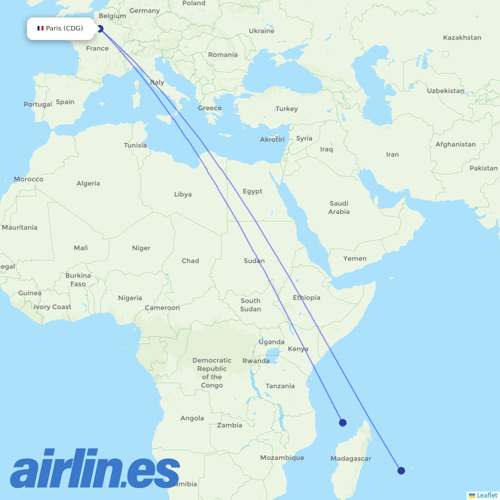 Air Austral at CDG route map