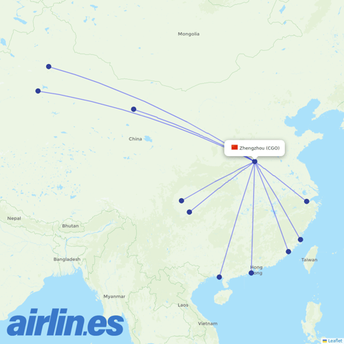 Jiangxi Airlines at CGO route map