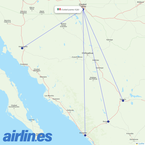TAR Aerolineas at CJS route map