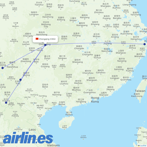 Lucky Air at CKG route map