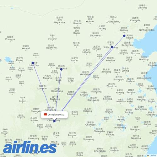 Hebei Airlines at CKG route map