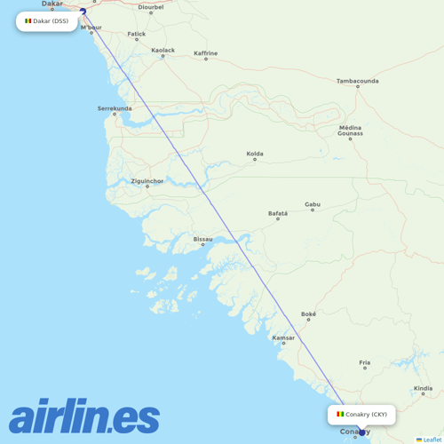 Air Senegal at CKY route map