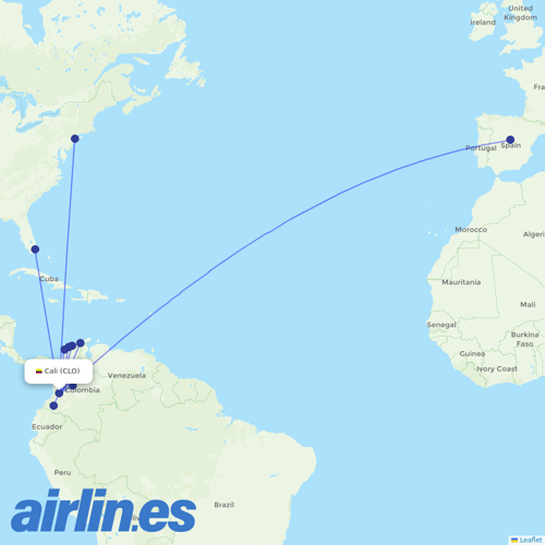 AVIANCA at CLO route map