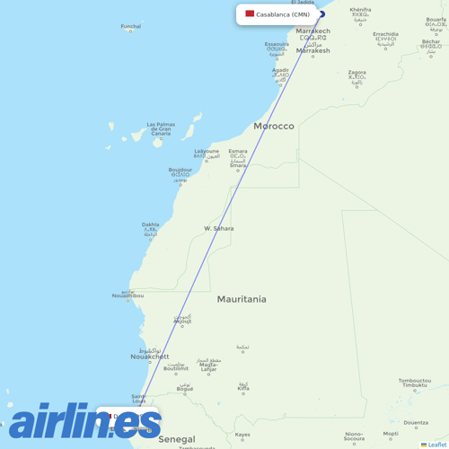 Air Senegal at CMN route map