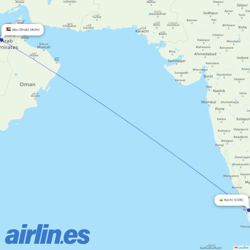 Air Arabia Abu Dhabi at COK route map