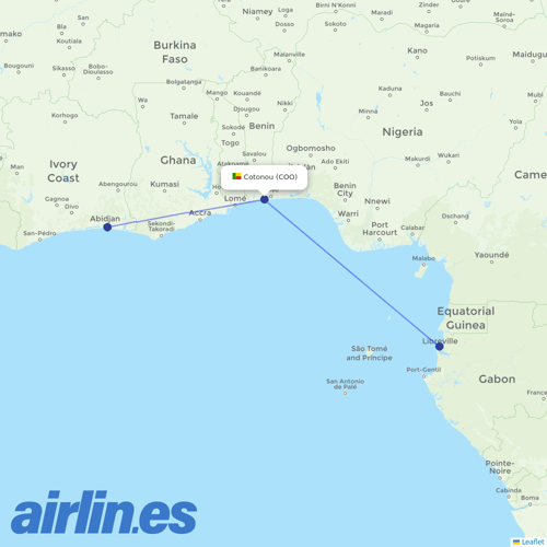 Air Cote D'Ivoire at COO route map