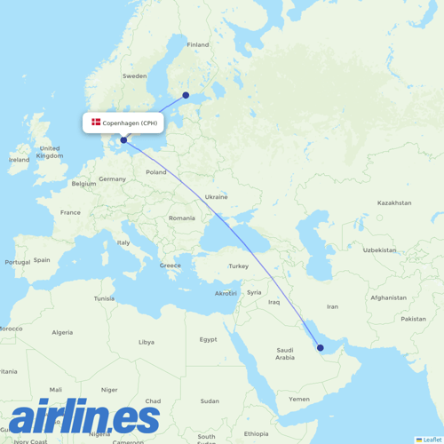 Finnair at CPH route map