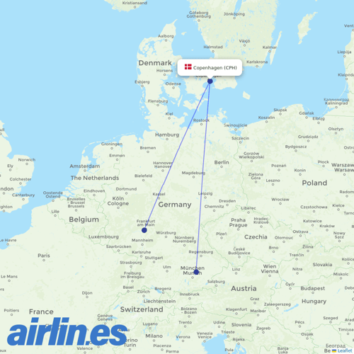 Lufthansa at CPH route map