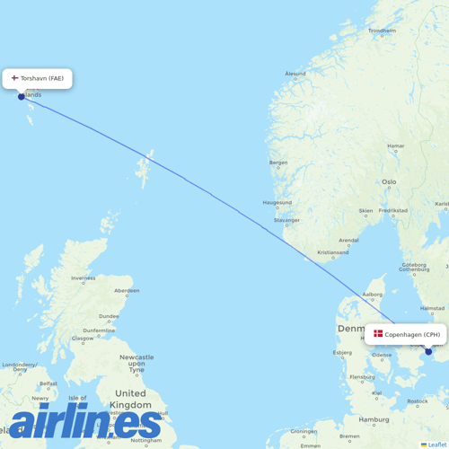 Atlantic Airways at CPH route map