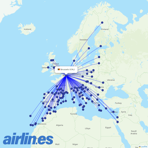 Ryanair at CRL route map