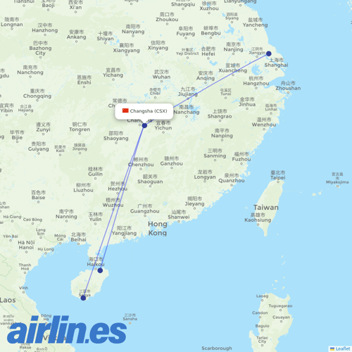 Donghai Airlines at CSX route map