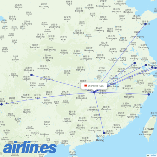 Juneyao Airlines at CSX route map
