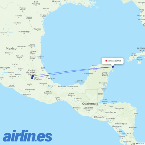 Aeromexico at CUN route map