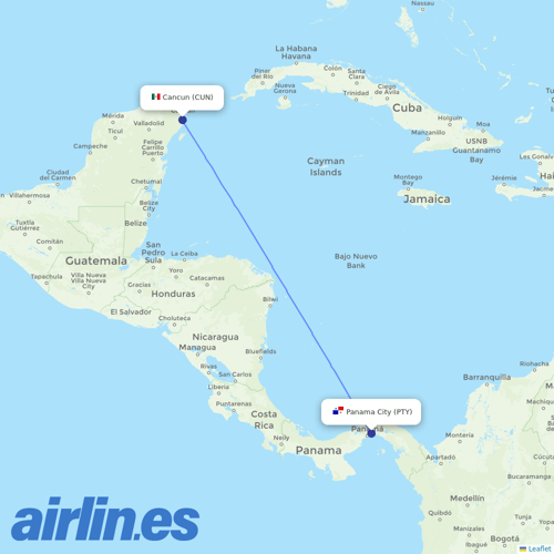 Copa Airlines at CUN route map