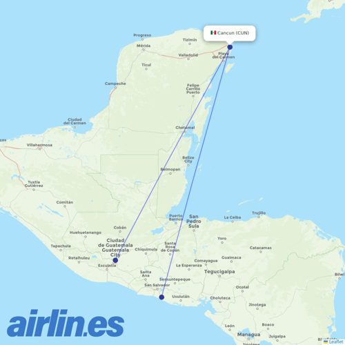 Aerolineas MAS at CUN route map