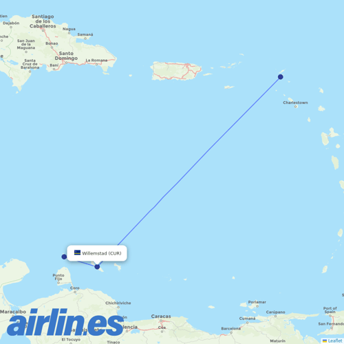 Winair at CUR route map