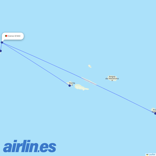 SATA - Air Acores at CVU route map