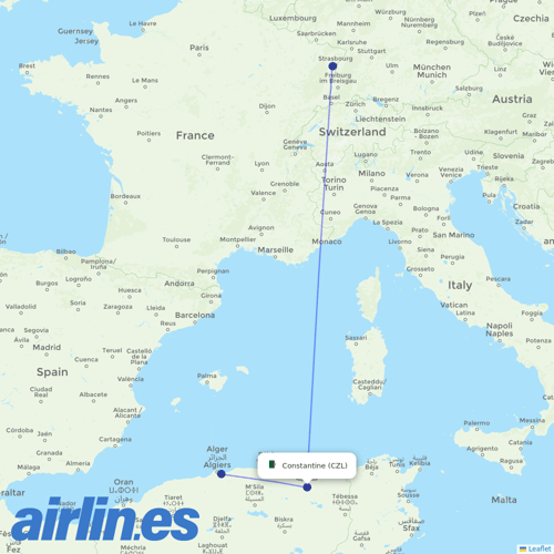 Tassili Airlines at CZL route map