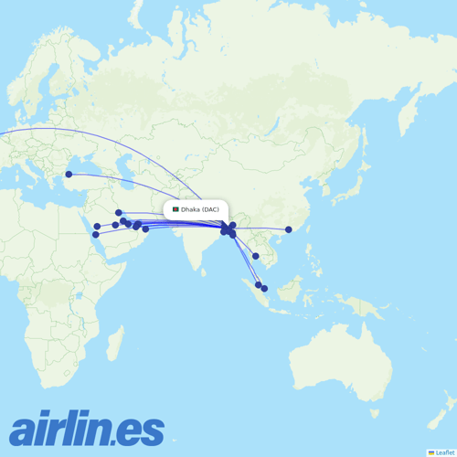 Biman Bangladesh Airlines at DAC route map