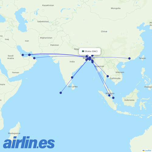 US-Bangla Airlines at DAC route map