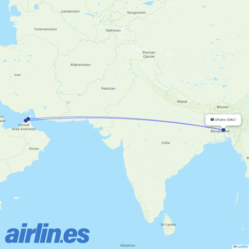 Air Arabia at DAC route map