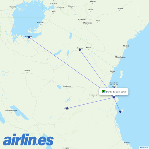 Auric Air at DAR route map