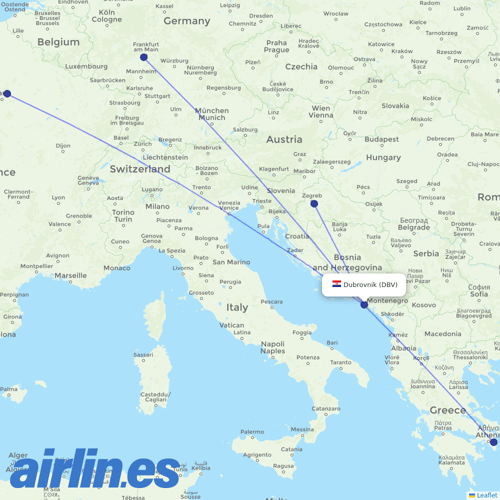 Croatia Airlines at DBV route map