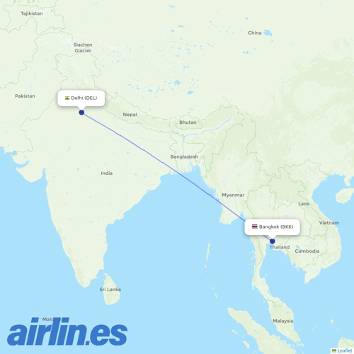 Thai Airways at DEL route map
