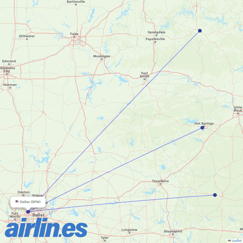 Southern Airways Express at DFW route map