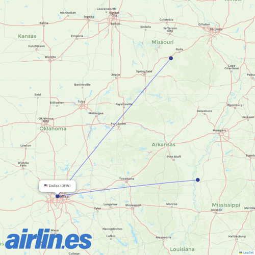 Contour Aviation at DFW route map