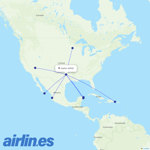 Sun Country Airlines at DFW route map