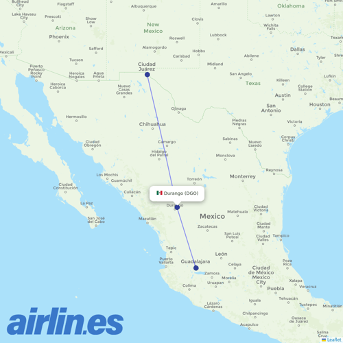 TAR Aerolineas at DGO route map