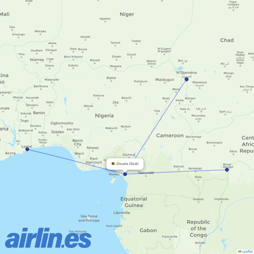 ASKY Airlines at DLA route map